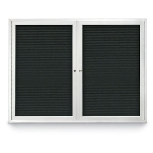 48"x36" 2-Door Enclosed Outdoor Letterboard, Black Felt/Satin